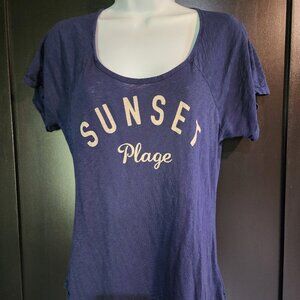 Sundry Navy Sunset Plage Tshirt Sz 2